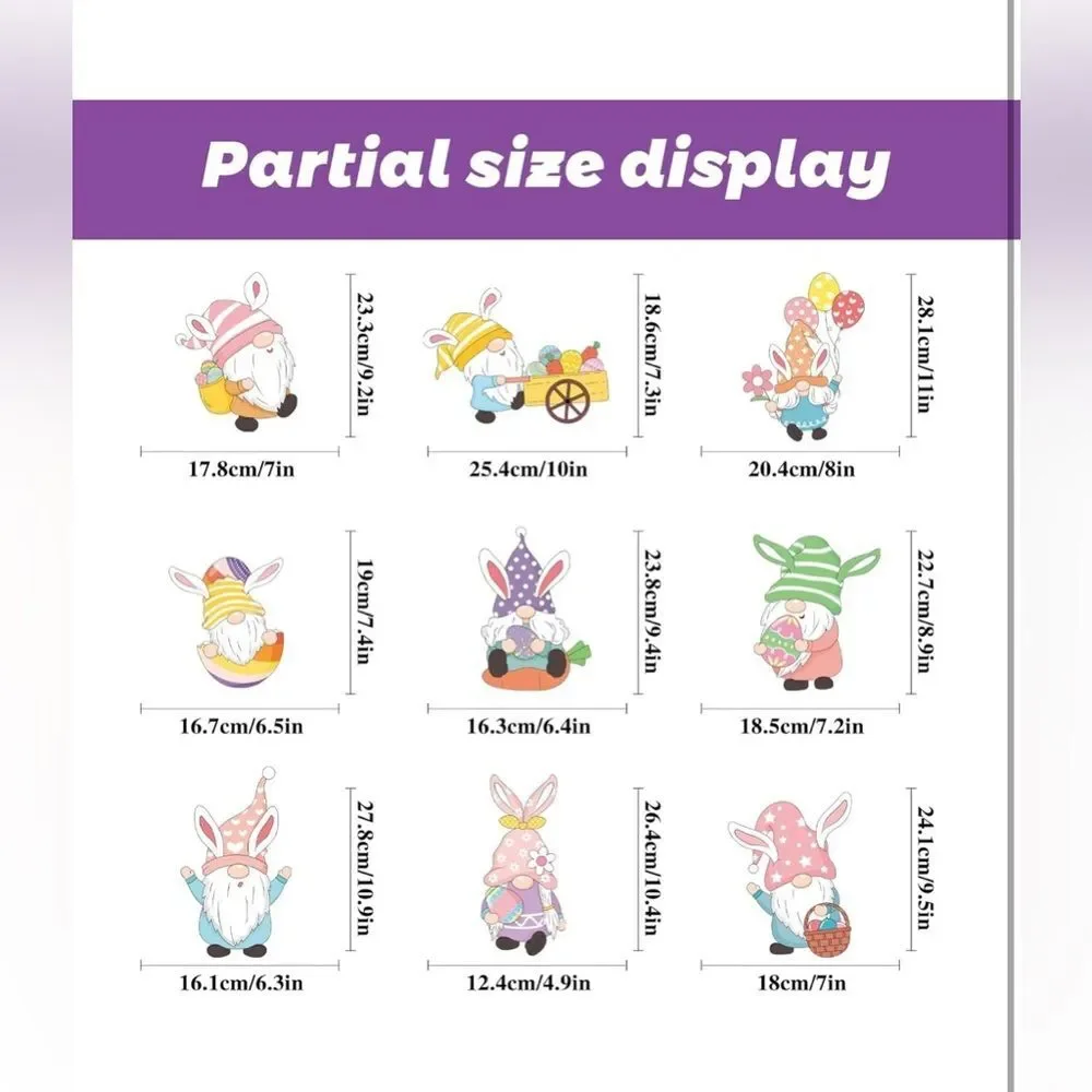 Gnome Easter Window Clings - 9 Sheets Stickers for Glass Windows NIP 2 set
